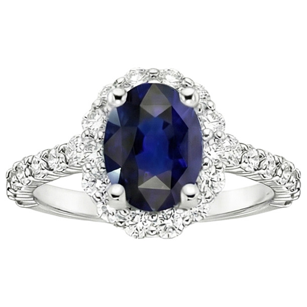 natural round sapphire 5.50ct ring profile view