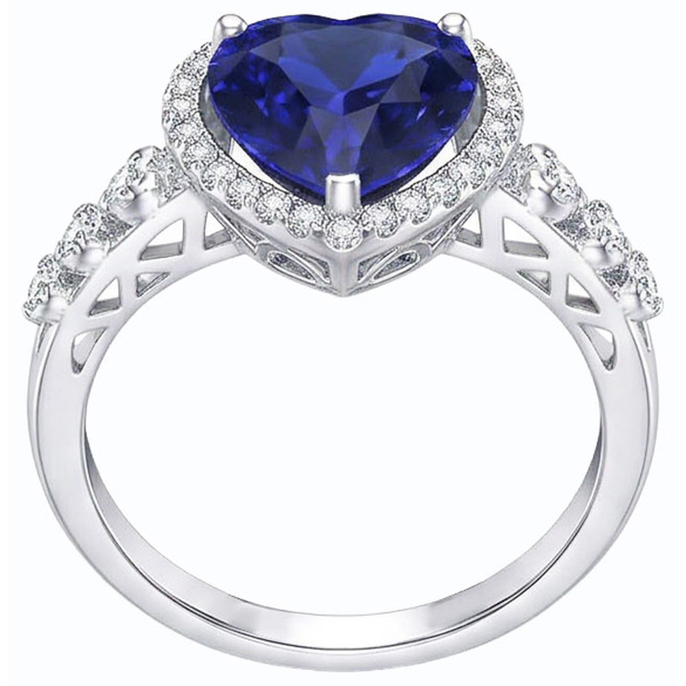 natural round sapphire 3.50ct ring front view