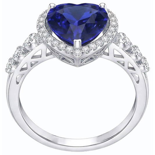 natural round sapphire 3.50ct ring front view