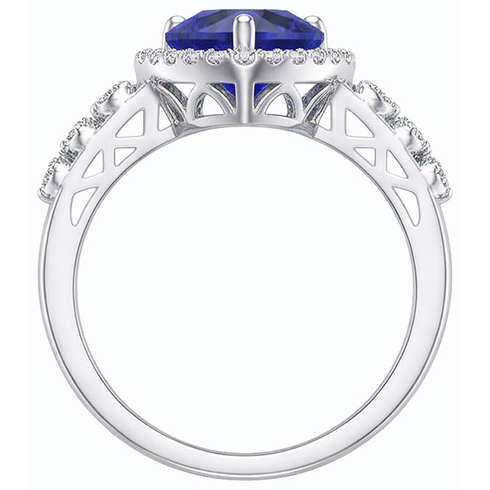 natural round sapphire 3.50ct ring side angle