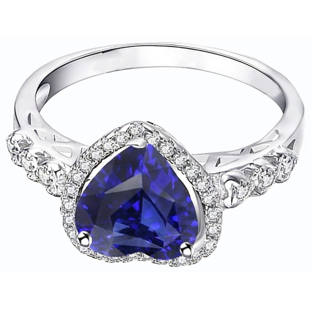 natural round sapphire 3.50ct ring close up detail