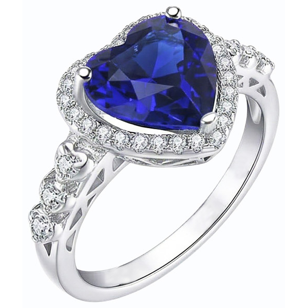 natural round sapphire 3.50ct ring top view
