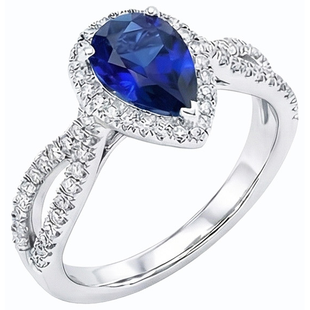 natural round sapphire 4ct ring front view