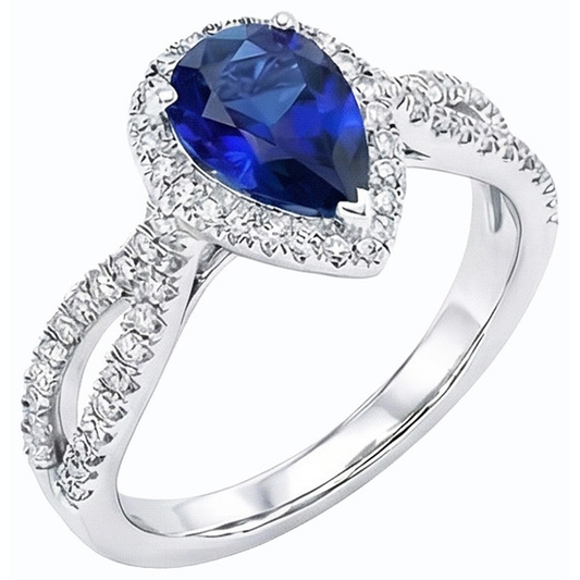 natural round sapphire 4ct ring front view