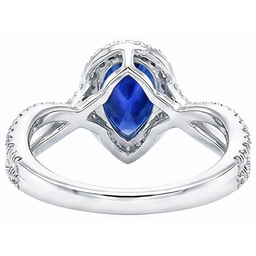 natural round sapphire 4ct ring close up detail