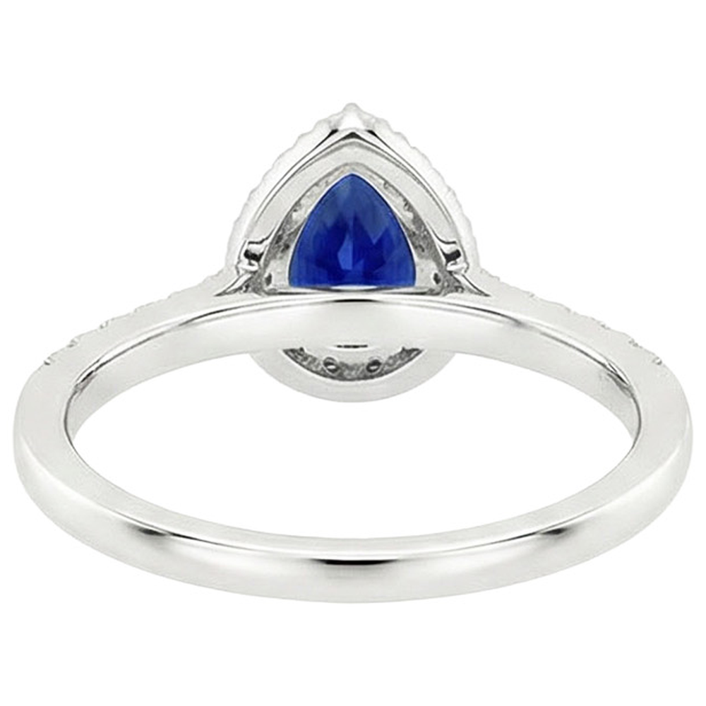 Blue Sapphire Halo Ring Pear Cut & Pave Set Natural Earth Mined Diamond ( Not Lab Grown )s 5.50 Carats