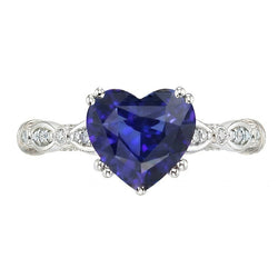 Blue Sapphire Heart Gemstone Ring 2.50 Carats Antique Style Jewelry
