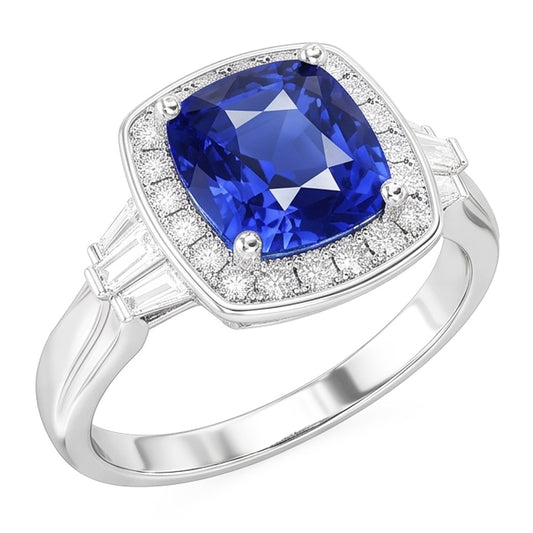 Blue Sapphire Jewelry And Natural Earth Mined Diamond ( Not Lab Grown ) Ring