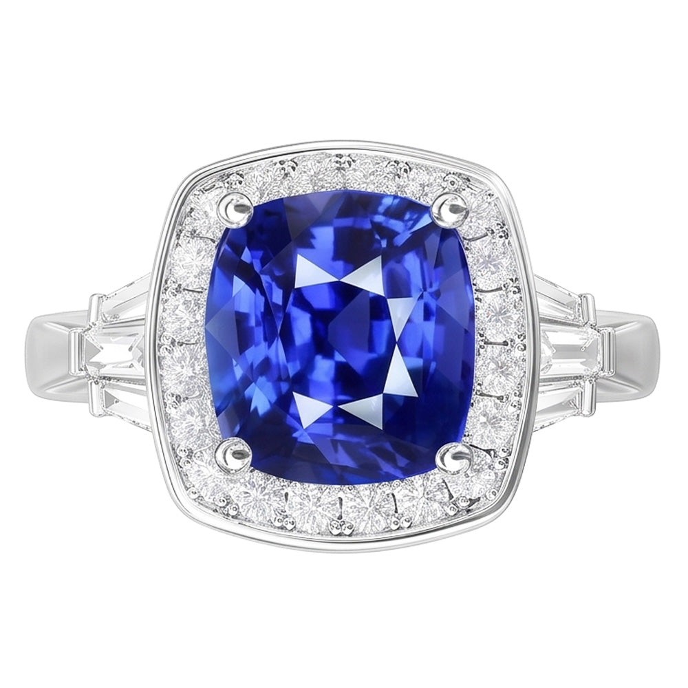 Blue Sapphire Jewelry And Natural Earth Mined Diamond ( Not Lab Grown ) Ring
