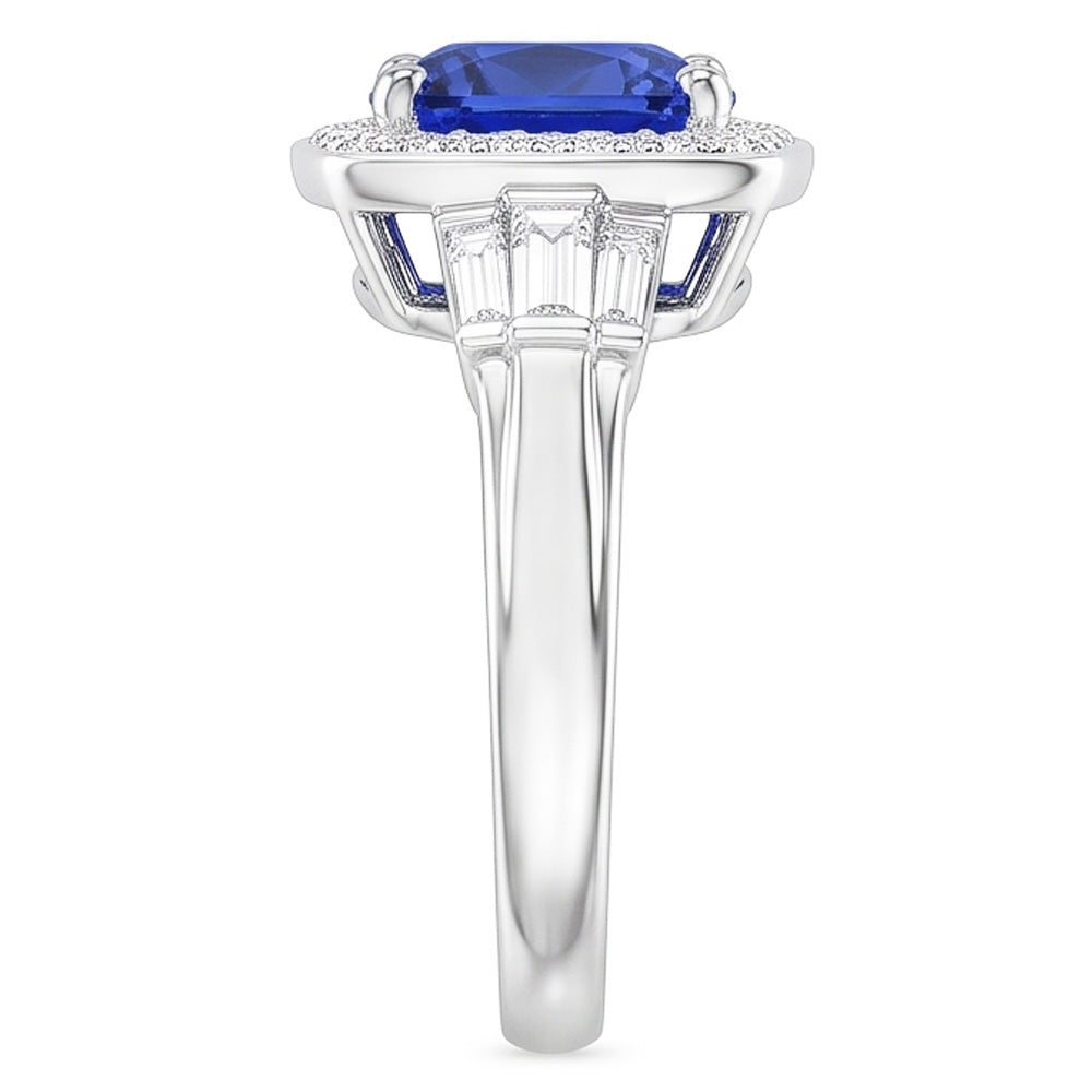 Blue Sapphire Jewelry And Natural Earth Mined Diamond ( Not Lab Grown ) Ring