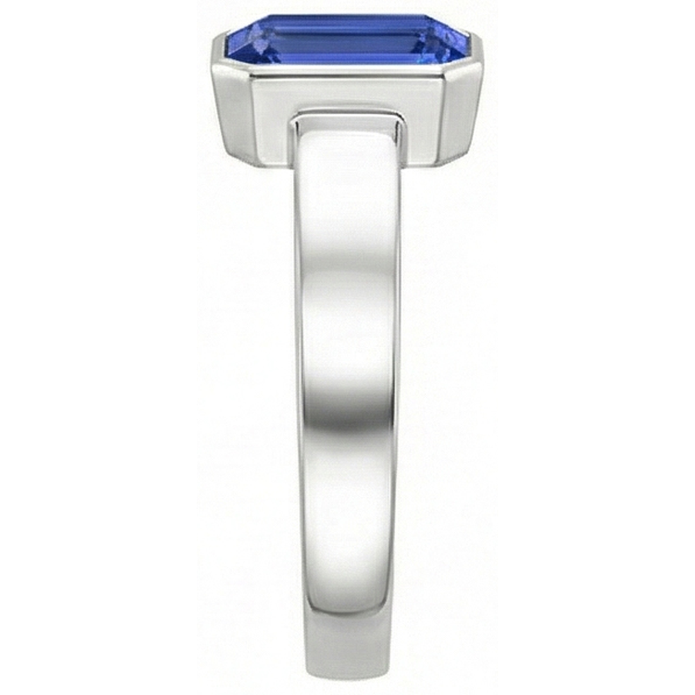 Blue Sapphire Mens Ring Solitaire Bezel Set Emerald 3 Ct Thick Shank