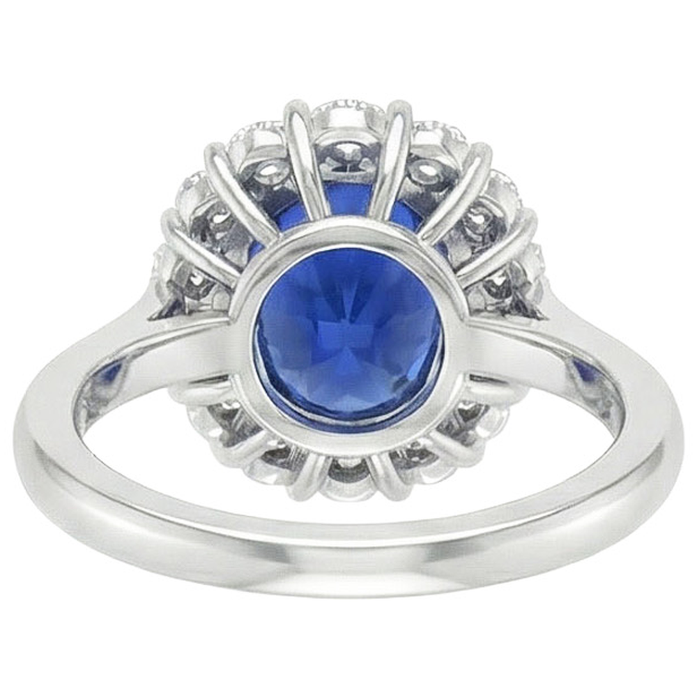 Blue Sapphire Natural Earth Mined Diamond ( Not Lab Grown ) Engagement Ring Oval Ceylon Gemstone 9.25 Carats