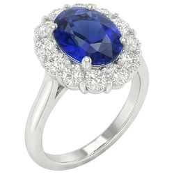 Blue Sapphire Natural Earth Mined Diamond ( Not Lab Grown ) Engagement Ring Oval Ceylon Gemstone 9.25 Carats