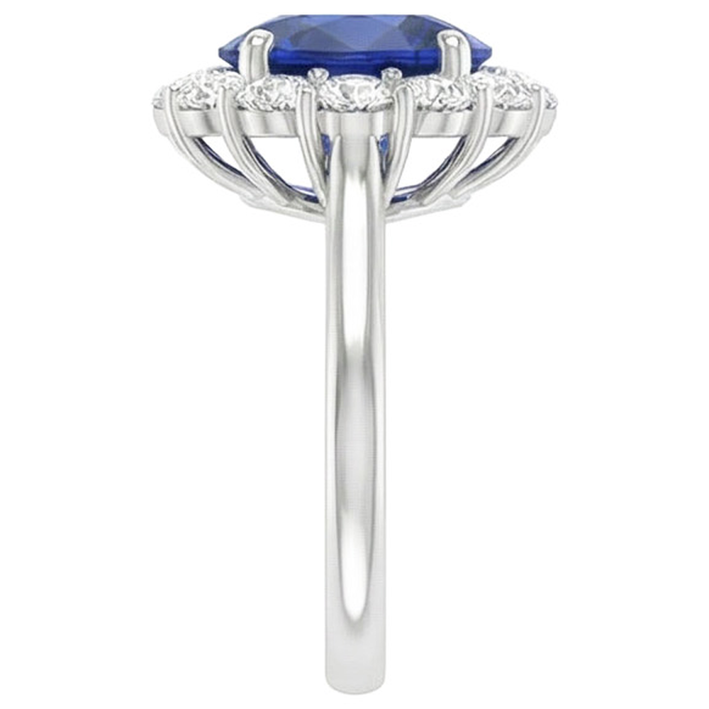 Blue Sapphire Natural Earth Mined Diamond ( Not Lab Grown ) Engagement Ring Oval Ceylon Gemstone 9.25 Carats