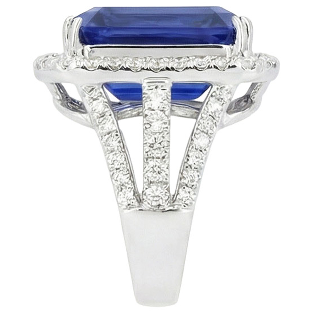 natural emerald sapphire 6.50ct ring profile view