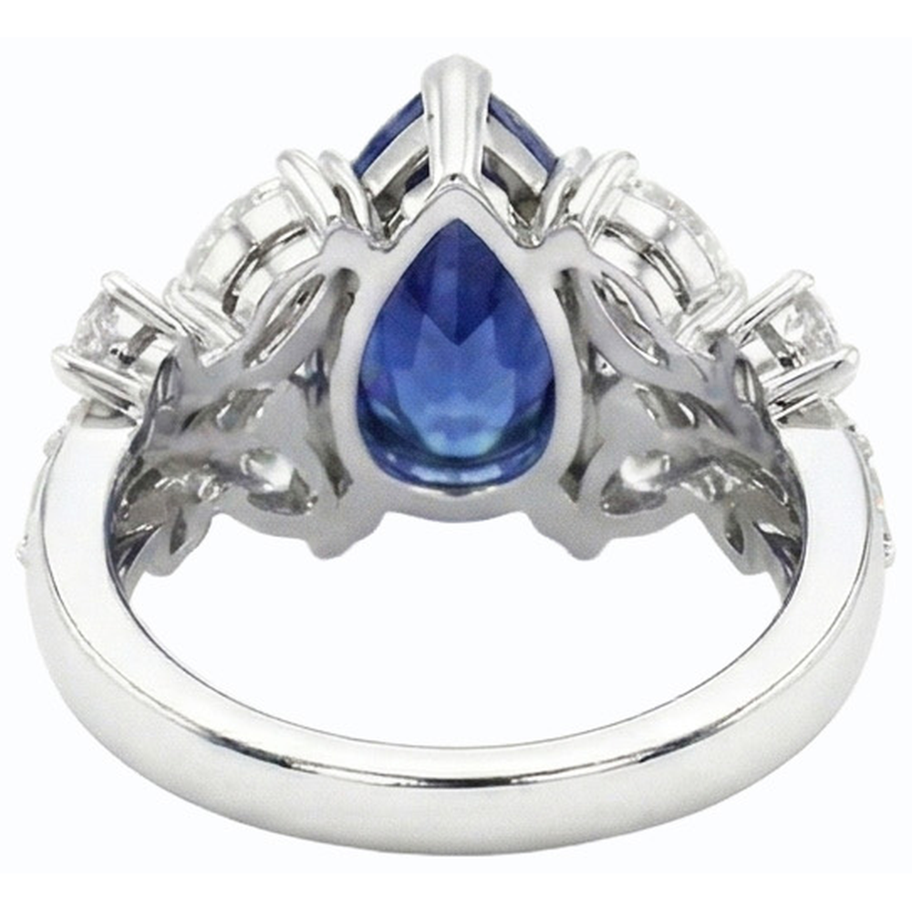 Blue Sapphire Natural Earth Mined Diamond ( Not Lab Grown ) Cocktail Ring