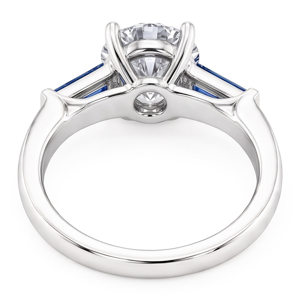 Blue Sapphire Natural Earth Mined Diamond ( Not Lab Grown ) Ring 3.20 Ct. 3 Stone Old Miner