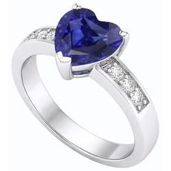 Natural Sapphire Ring 2.50ct - White Gold 14K