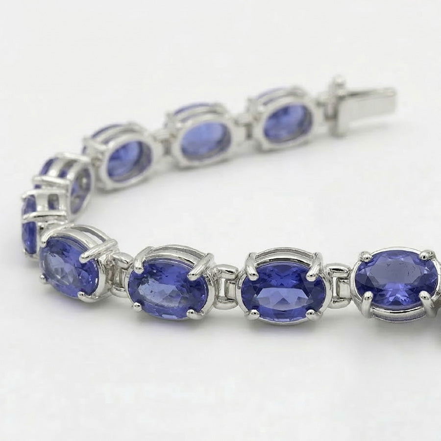 Blue Sapphire Natural Earth Mined Diamond ( Not Lab Grown ) Tennis Bracelet Prong Set 18 Carats Jewelry