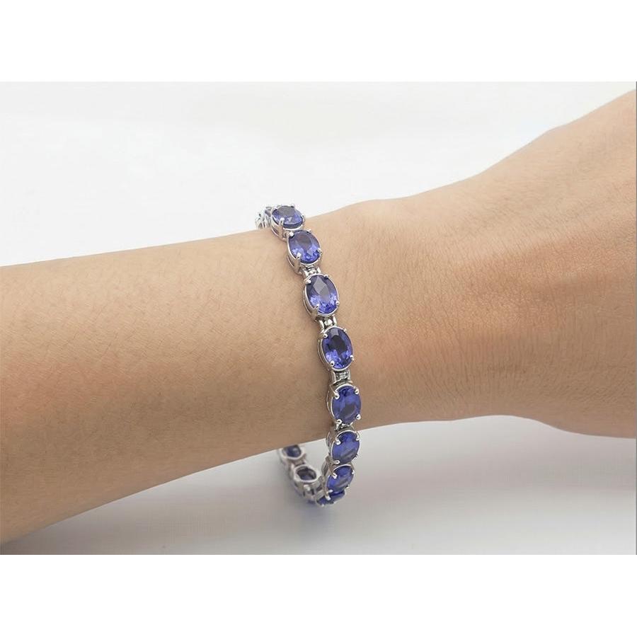 Blue Sapphire Natural Earth Mined Diamond ( Not Lab Grown ) Tennis Bracelet Prong Set 18 Carats Jewelry