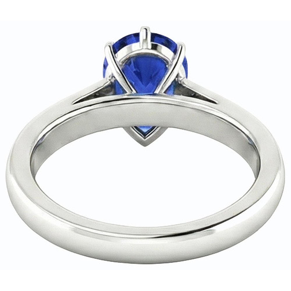 Blue Sapphire Solitaire Engagement Ring Pear Cut 2.50 Carats
