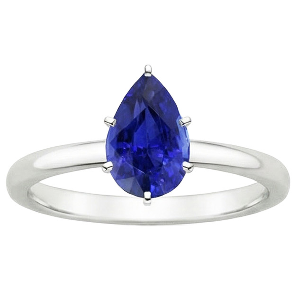natural pear sapphire 4ct ring close up detail