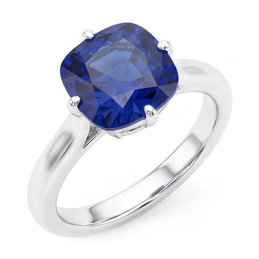Blue Sapphire Solitaire Ring White Gold 14K Jewelry 2 Carats