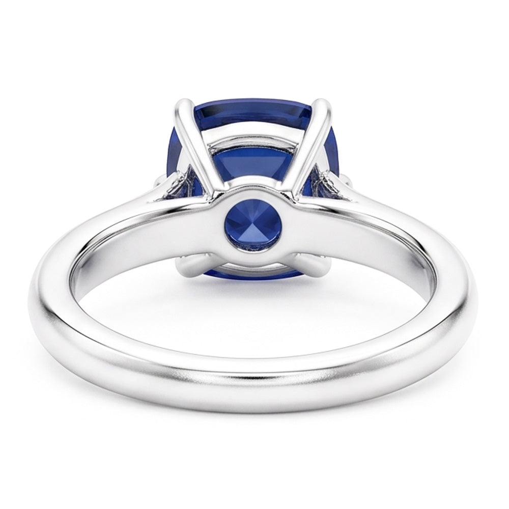 Blue Sapphire Solitaire Ring White Gold 14K Jewelry 2 Carats