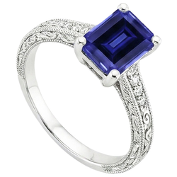 Natural Sapphire Ring 3.50ct - White Gold 14K