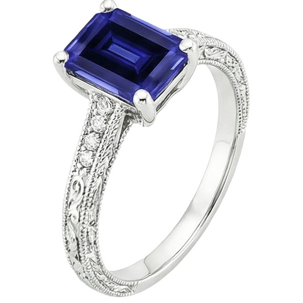 natural emerald sapphire 3.50ct ring top view