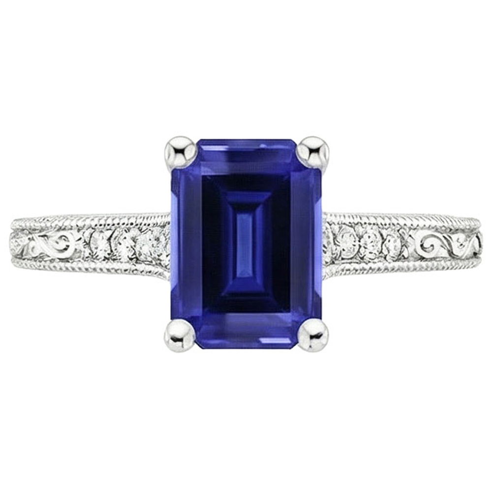 natural emerald sapphire 3.50ct ring profile view