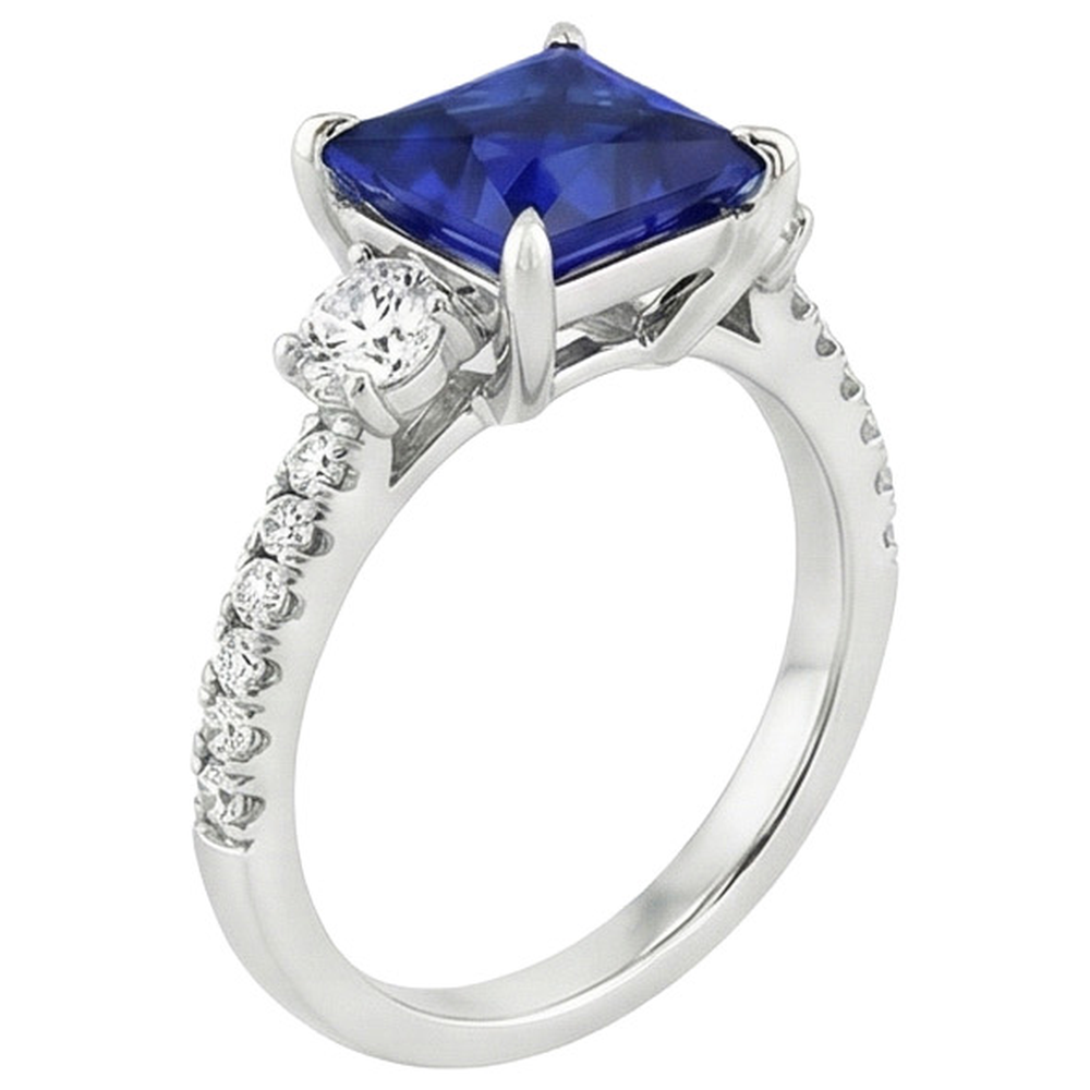 natural round sapphire 6.25ct ring top view