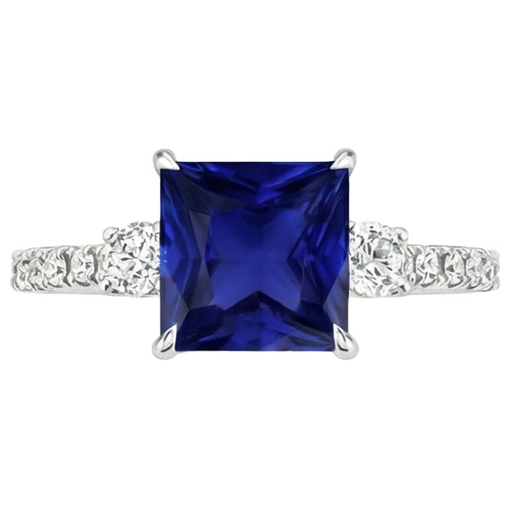 natural round sapphire 6.25ct ring profile view