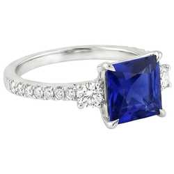 Natural Sapphire Ring 6.25ct - White Gold 14K