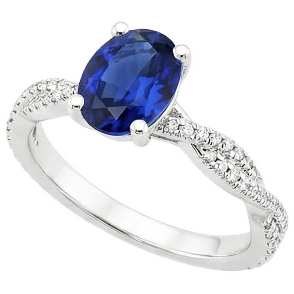 natural round sapphire 3.50ct ring close up detail