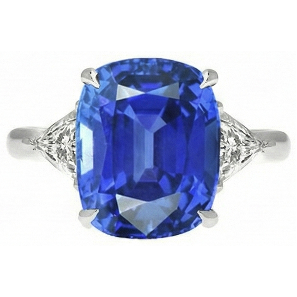 natural oval sapphire 4.50ct ring close up detail