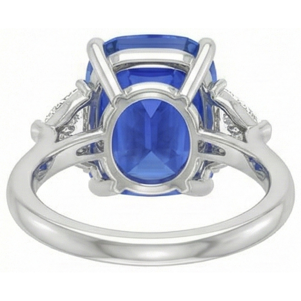 natural oval sapphire 4.50ct ring on white background