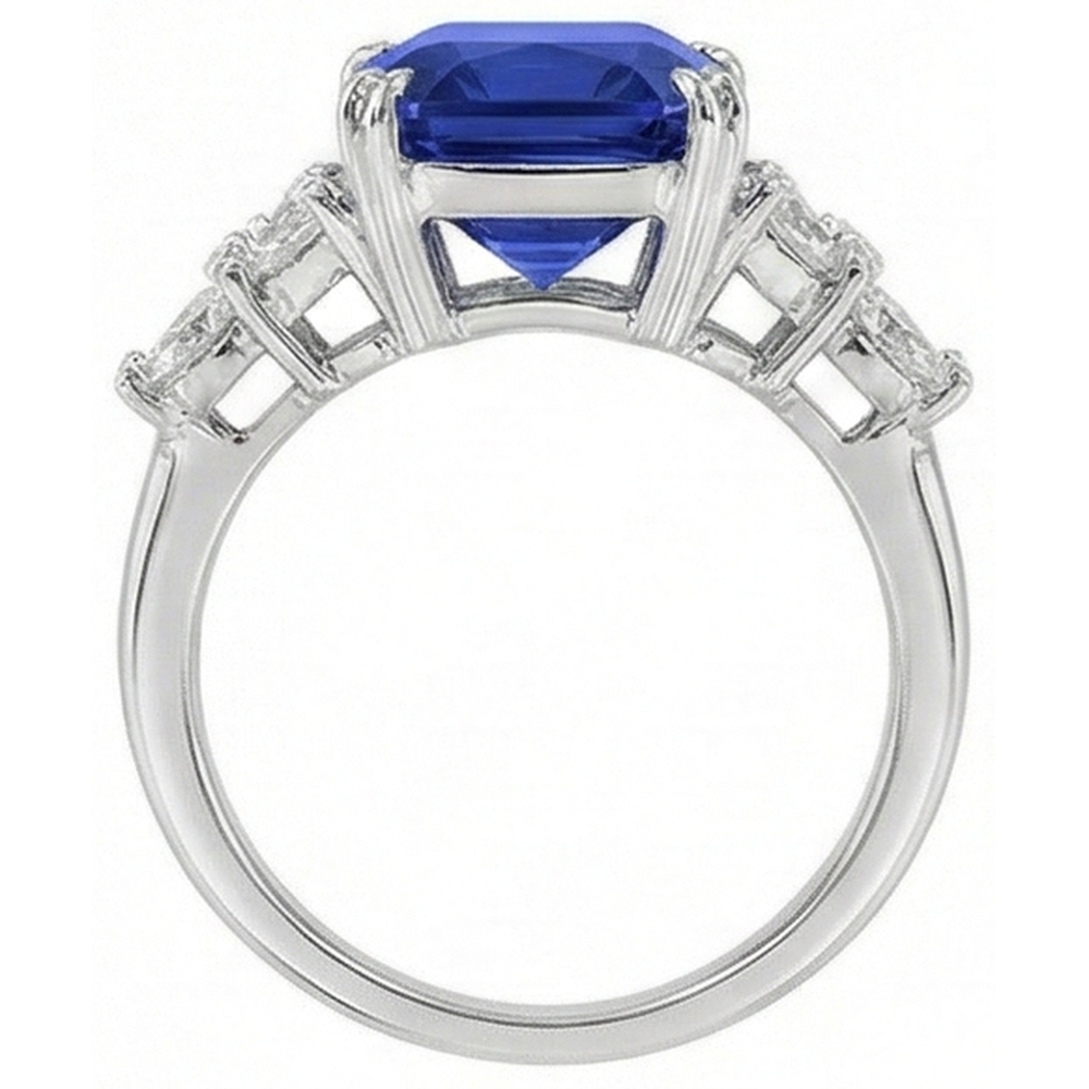 Blue Sapphire Wedding Ring Emerald Butterfly Style Natural Earth Mined Diamond ( Not Lab Grown )s 3 Carats