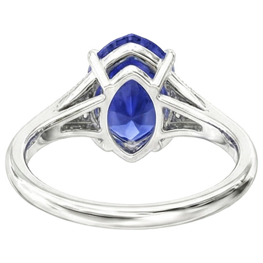 Blue Sapphire Wedding Ring Pear Cut Antique Style Jewelry 2.75 Carats