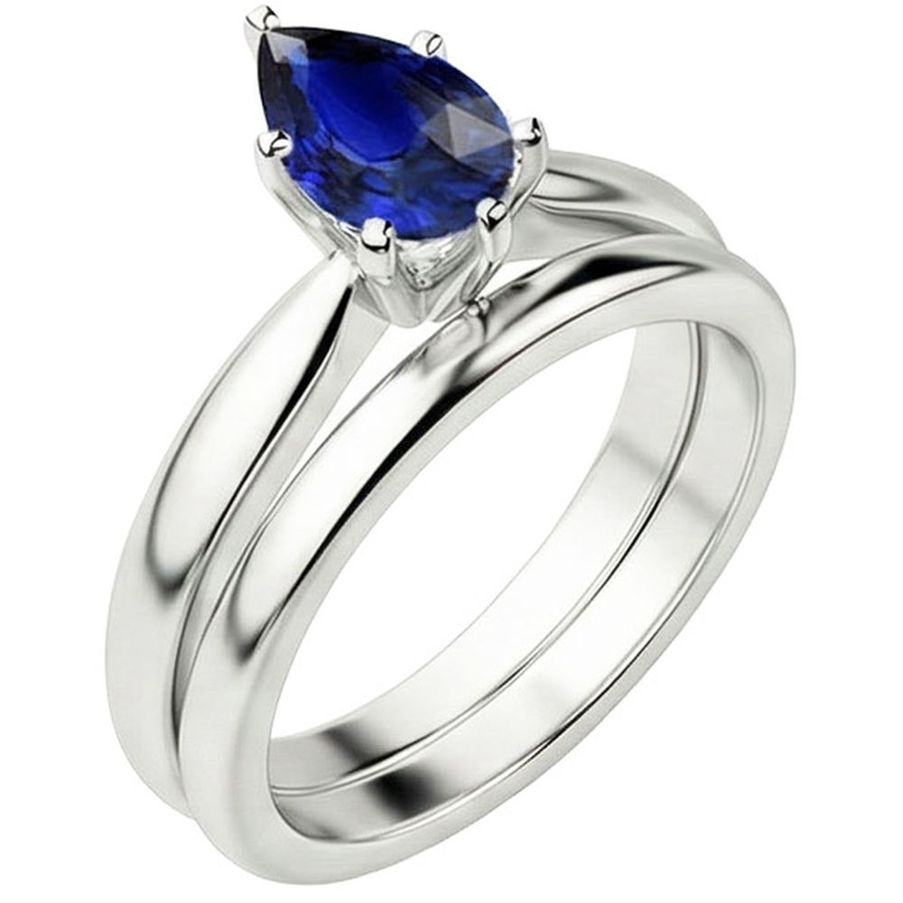 natural pear sapphire 2ct ring side angle