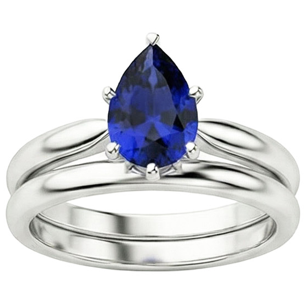 natural pear sapphire 2ct ring top view