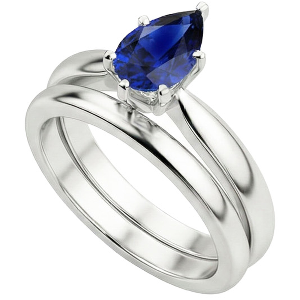 natural pear sapphire 2ct ring profile view