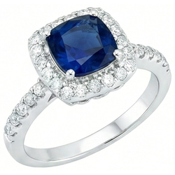 Blue Sapphire With Natural Earth Mined Diamond ( Not Lab Grown )s 3.50 Ct Anniversary Ring White Gold 14K