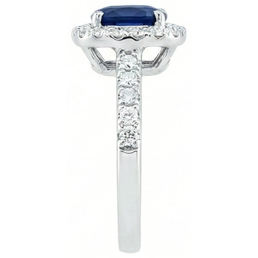 Blue Sapphire With Natural Earth Mined Diamond ( Not Lab Grown )s 3.50 Ct Anniversary Ring White Gold 14K