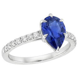 Natural Sapphire Ring 5ct - White Gold 14K