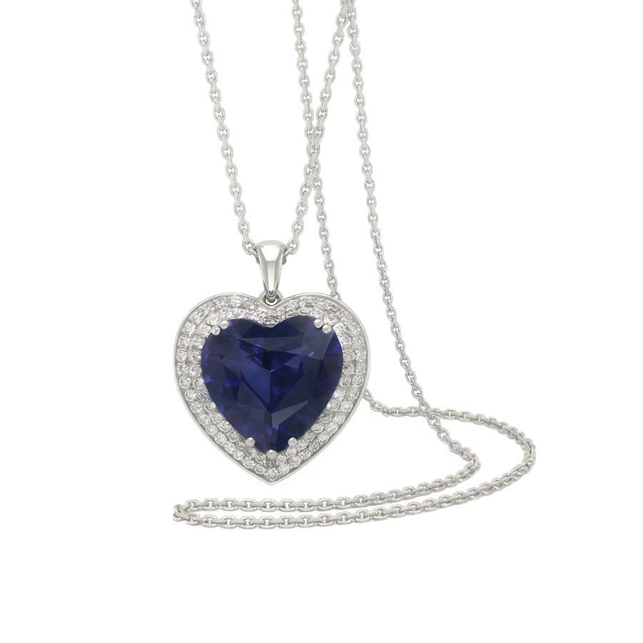 natural round sapphire 6.50ct pendant close up detail