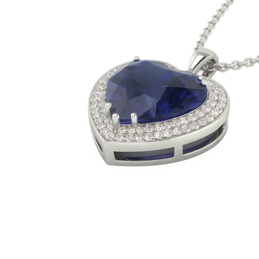 natural round sapphire 6.50ct pendant side angle