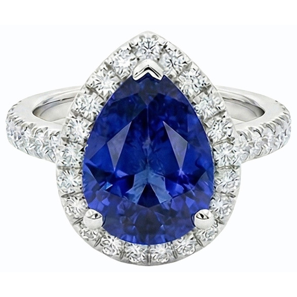 natural round sapphire 3.50ct ring side angle