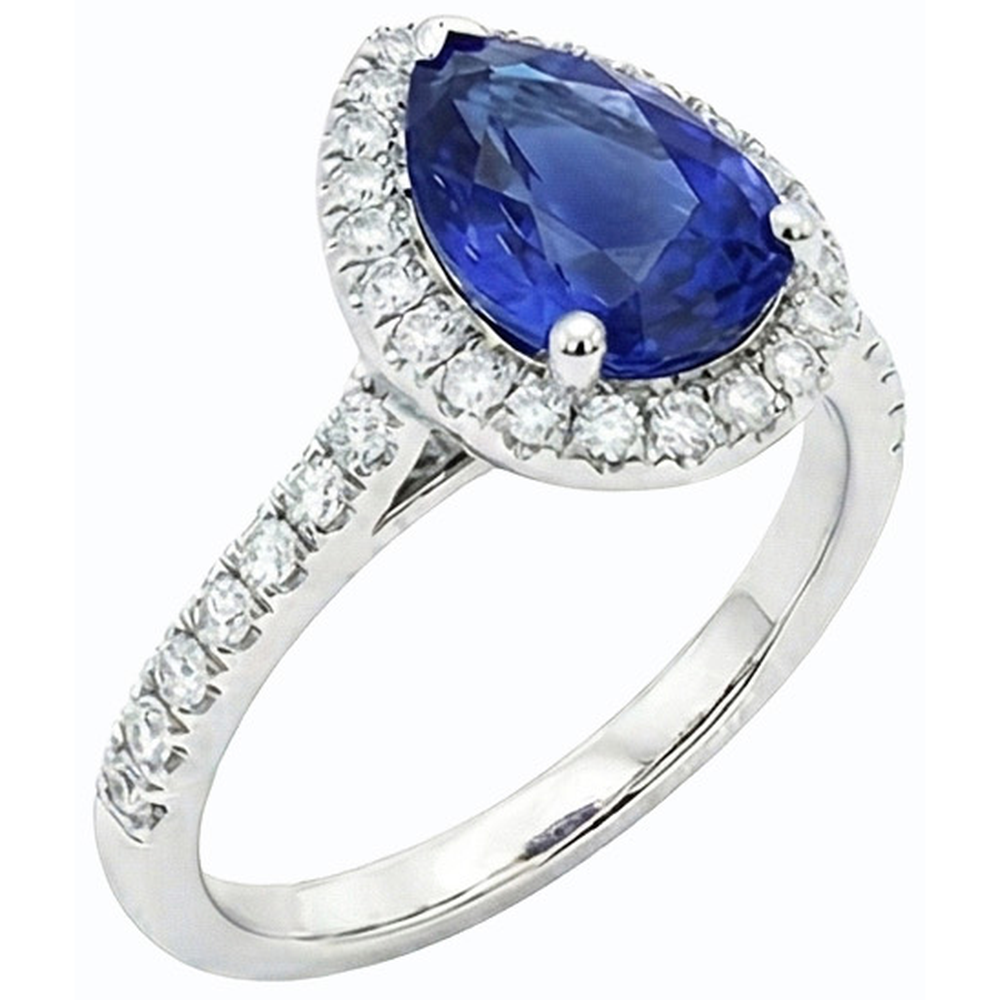 natural round sapphire 3.50ct ring close up detail