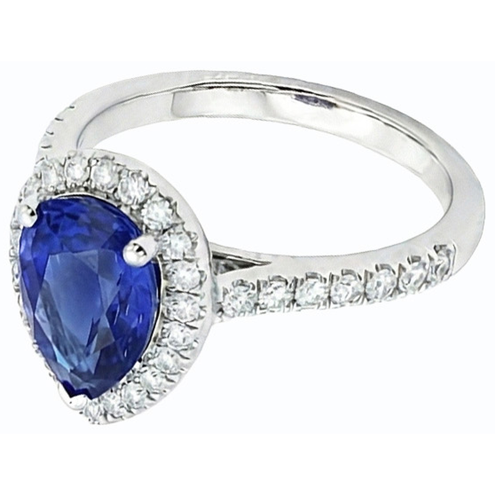 natural round sapphire 3.50ct ring top view